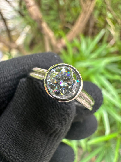 Shop this 1ct D Color Moissanite Solitaire Ring in S925 silver, white gold plated, GRA certified – perfect engagement or gift ring for her