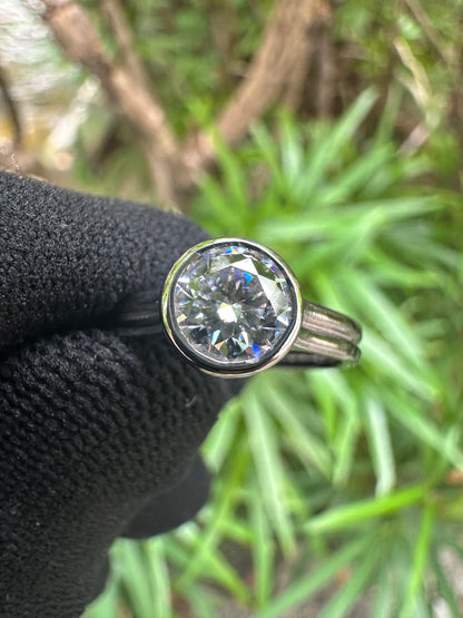 Shop this 1ct D Color Moissanite Solitaire Ring in S925 silver, white gold plated, GRA certified – perfect engagement or gift ring for her