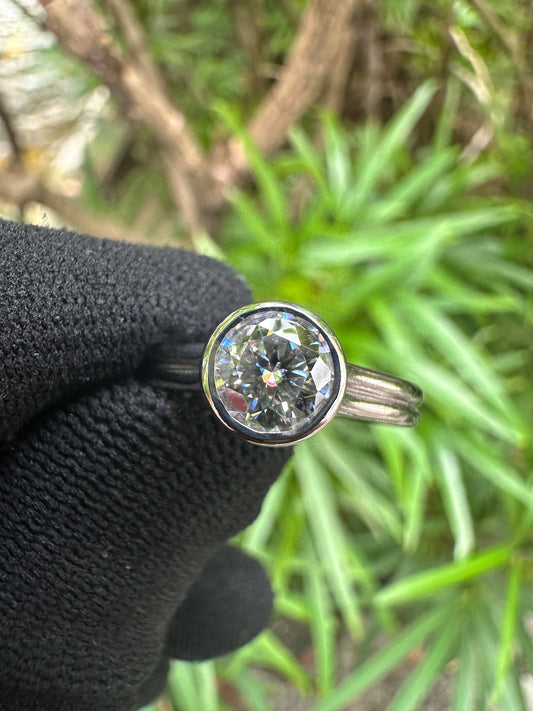 Shop this 1ct D Color Moissanite Solitaire Ring in S925 silver, white gold plated, GRA certified – perfect engagement or gift ring for her