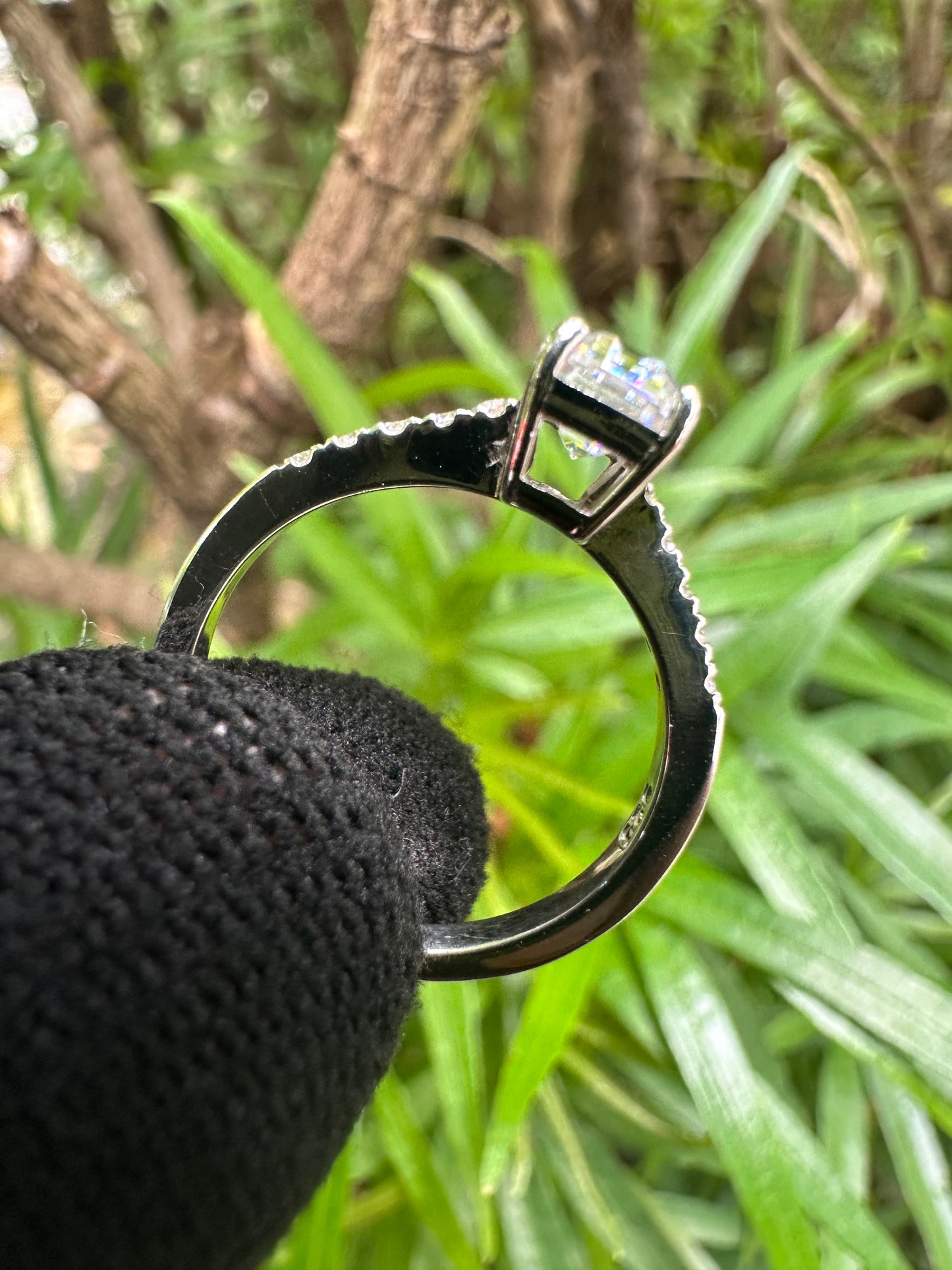 Elegant D-color moissanite engagement ring for women in 925 sterling silver, sparkling solitaire design, perfect for proposals, weddings, or special occasions.