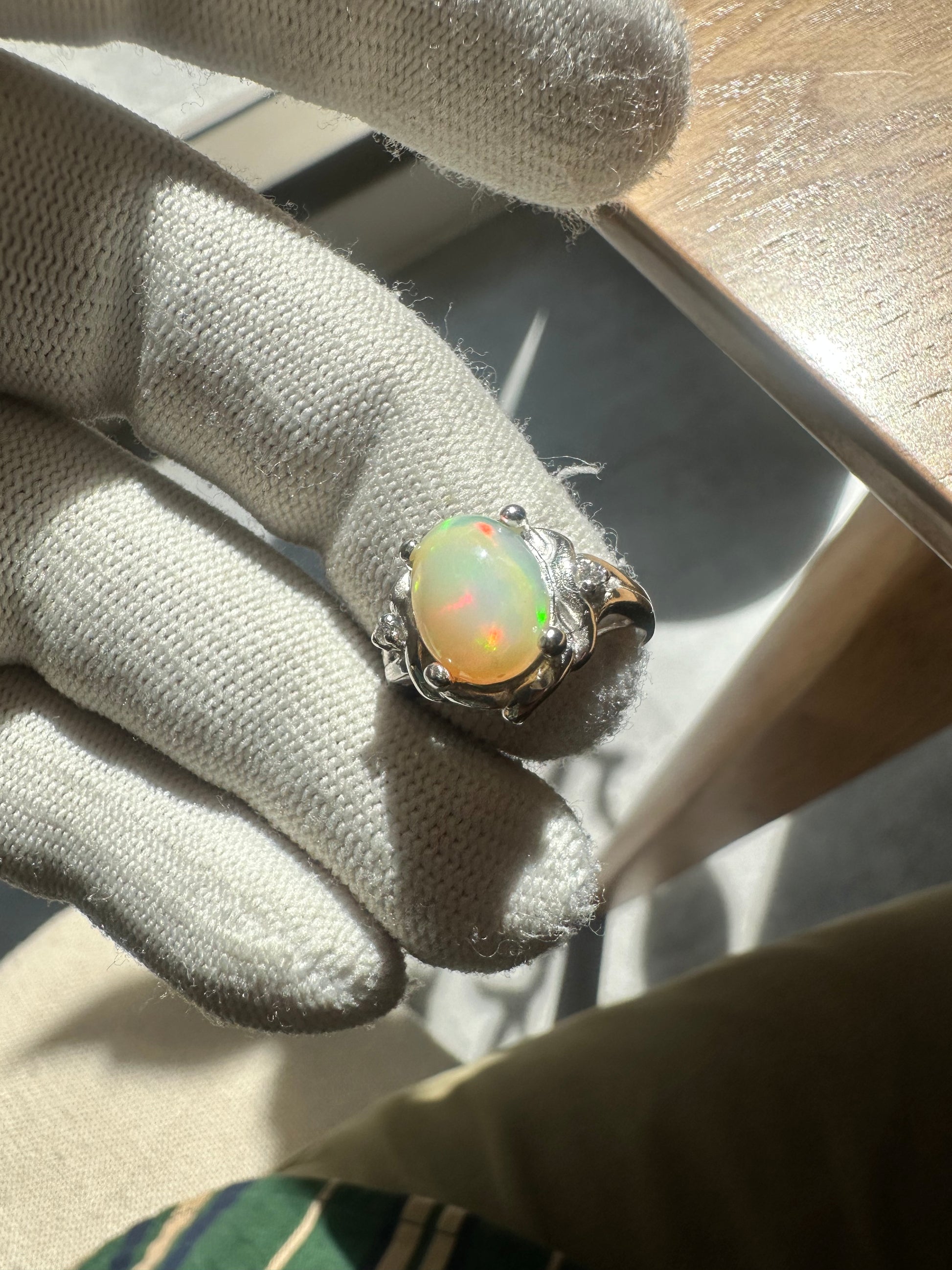 Elegant Ethiopian Well Opal Ring for Women in 925 Sterling Silver, featuring a vibrant opal with fiery play-of-color, perfect as an October birthstone jewelry piece or a meaningful gift.