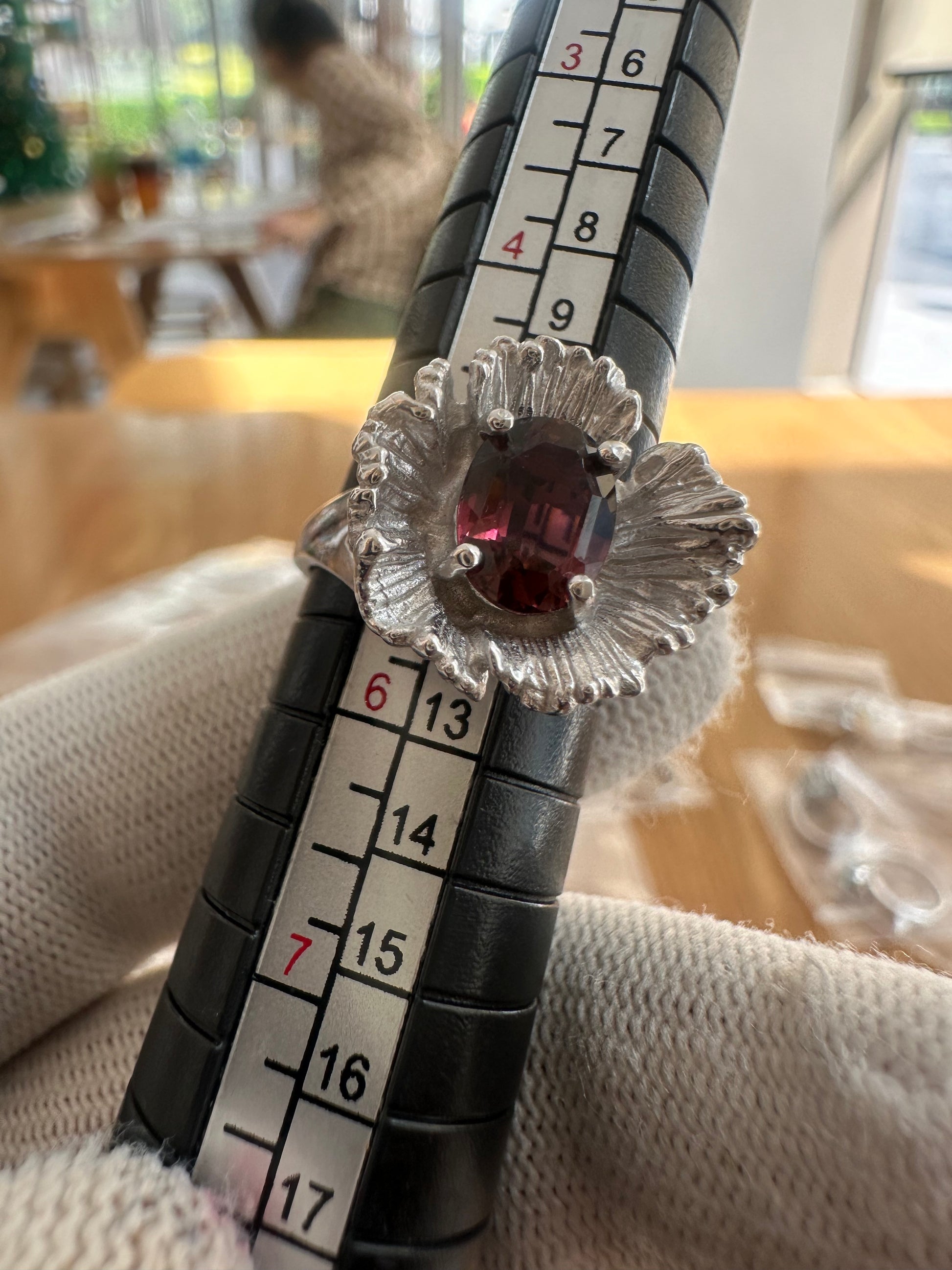 Elegant Pinkish Red Tourmaline Ring in 925 Silver with Cubic Zirconia Accents – October Birthstone Gift for Women