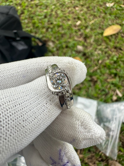 Radiant 925 Silver Moissanite Engagement Ring