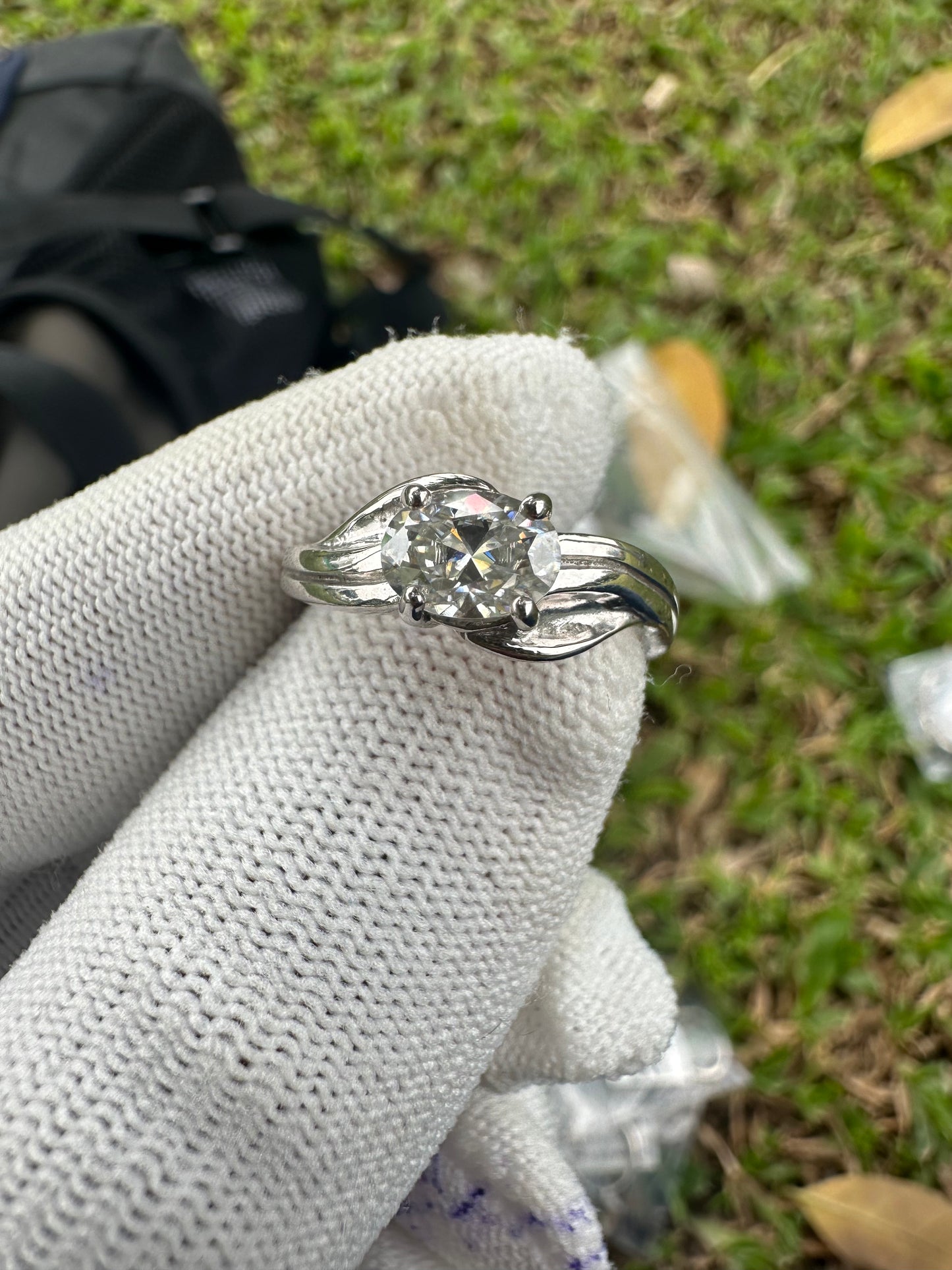 Radiant 925 Silver Moissanite Engagement Ring