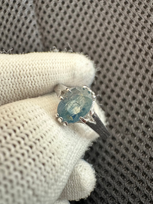 September Birthstone Ring: 925 Sterling Silver Rhodium-Plated, Natural Sapphire Gemstone, Classic Minimalist Jewelry for Women