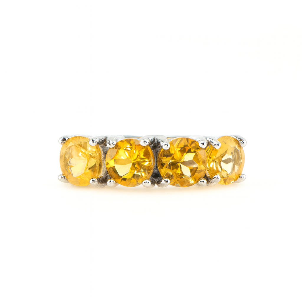 Shop this Half Eternity Citrine Ring for Women in S925 silver – November birthstone jewelry, elegant gift for her on birthdays, anniversaries & special occasions.