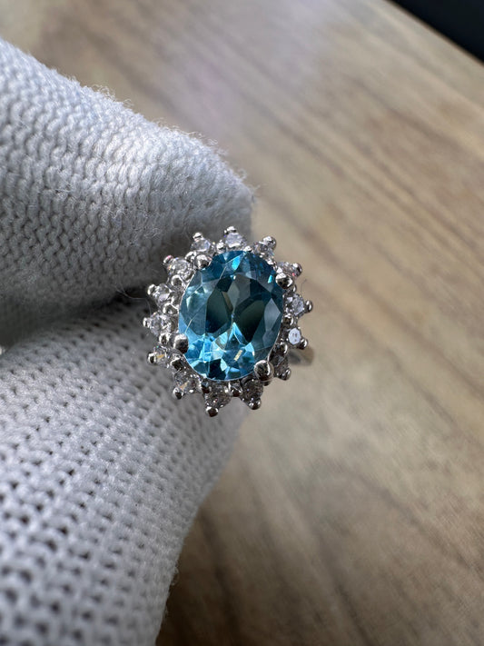 Swiss Blue Topaz November Birthstone Ring in 925 Sterling Silver – Elegant and Timeless