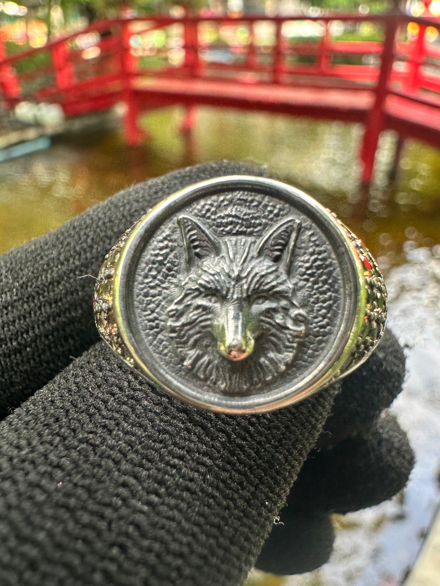 Bold 925 sterling silver wolf ring with radiant yellow sapphire—perfect unisex September birthstone jewellery symbolising strength and clarity