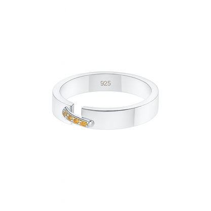 Men’s yellow sapphire band in 925 sterling silver with white gold plating – September birthstone ring