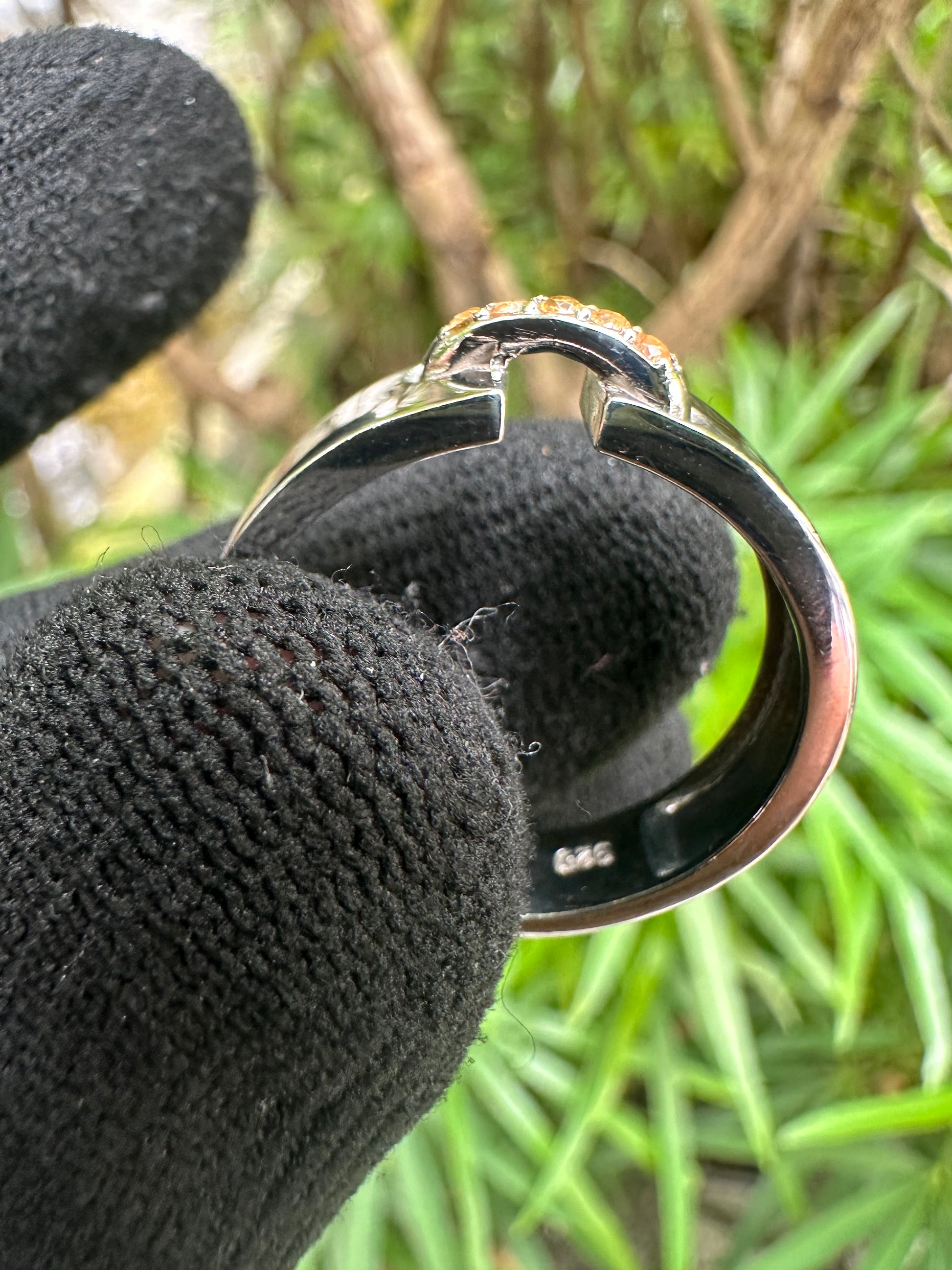 Men’s yellow sapphire band in 925 sterling silver with white gold plating – September birthstone ring