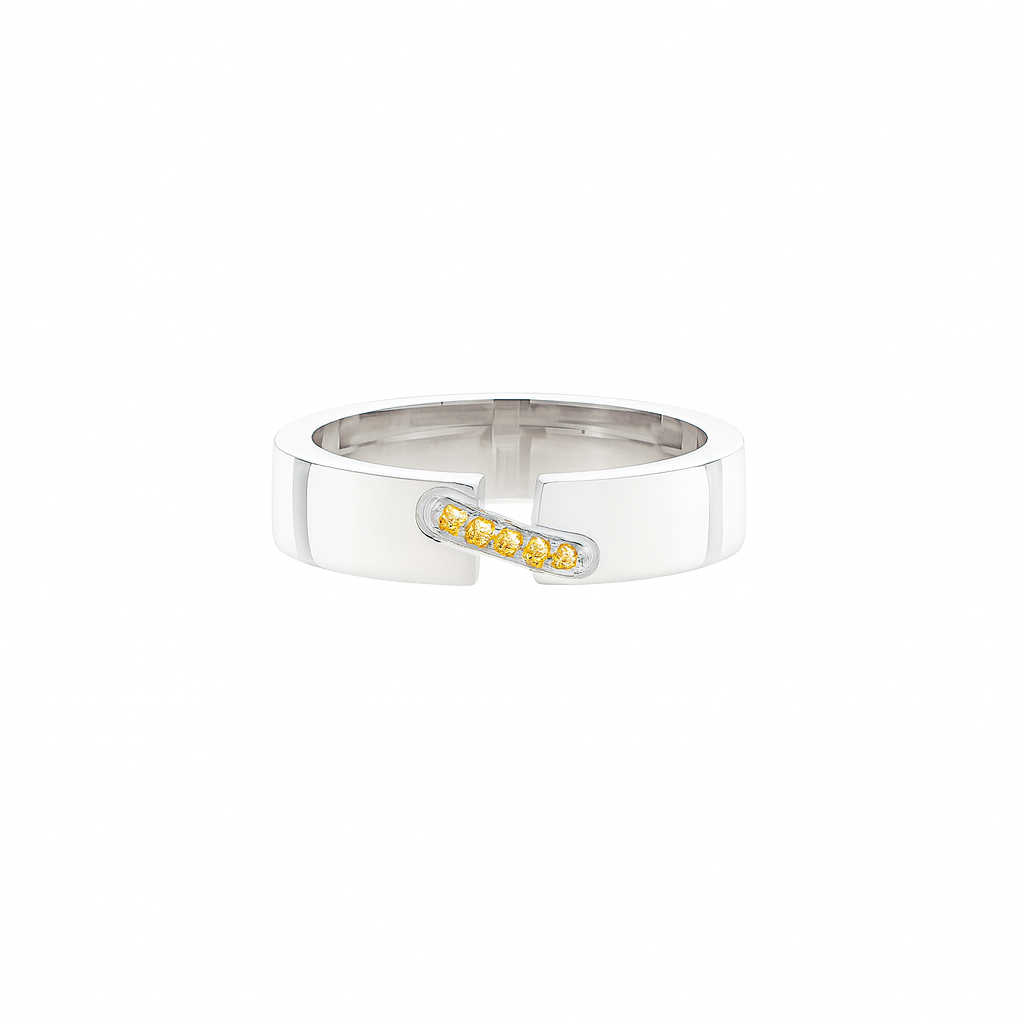Men Yellow Sapphire Band  925 Silver White Gold Plated September Birthstone