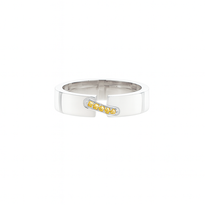 Men Yellow Sapphire Band  925 Silver White Gold Plated September Birthstone