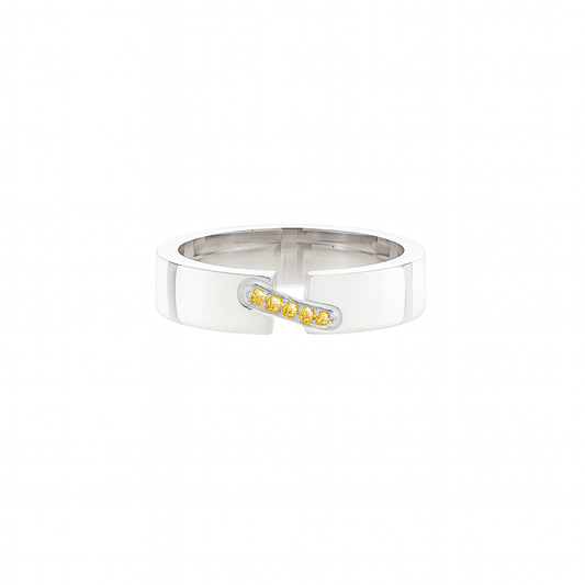 Men Yellow Sapphire Band  925 Silver White Gold Plated September Birthstone