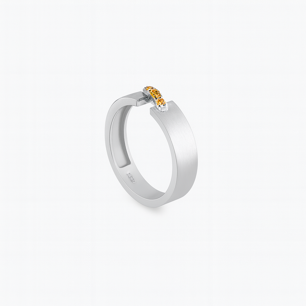 Men’s yellow sapphire band in 925 sterling silver with white gold plating – September birthstone ring