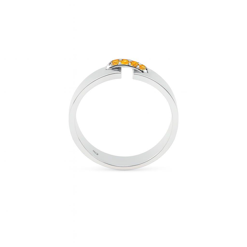 Men’s yellow sapphire band in 925 sterling silver with white gold plating – September birthstone ring