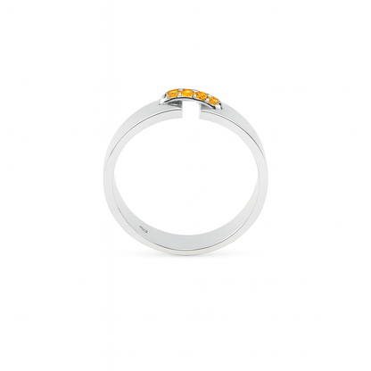 Men’s yellow sapphire band in 925 sterling silver with white gold plating – September birthstone ring