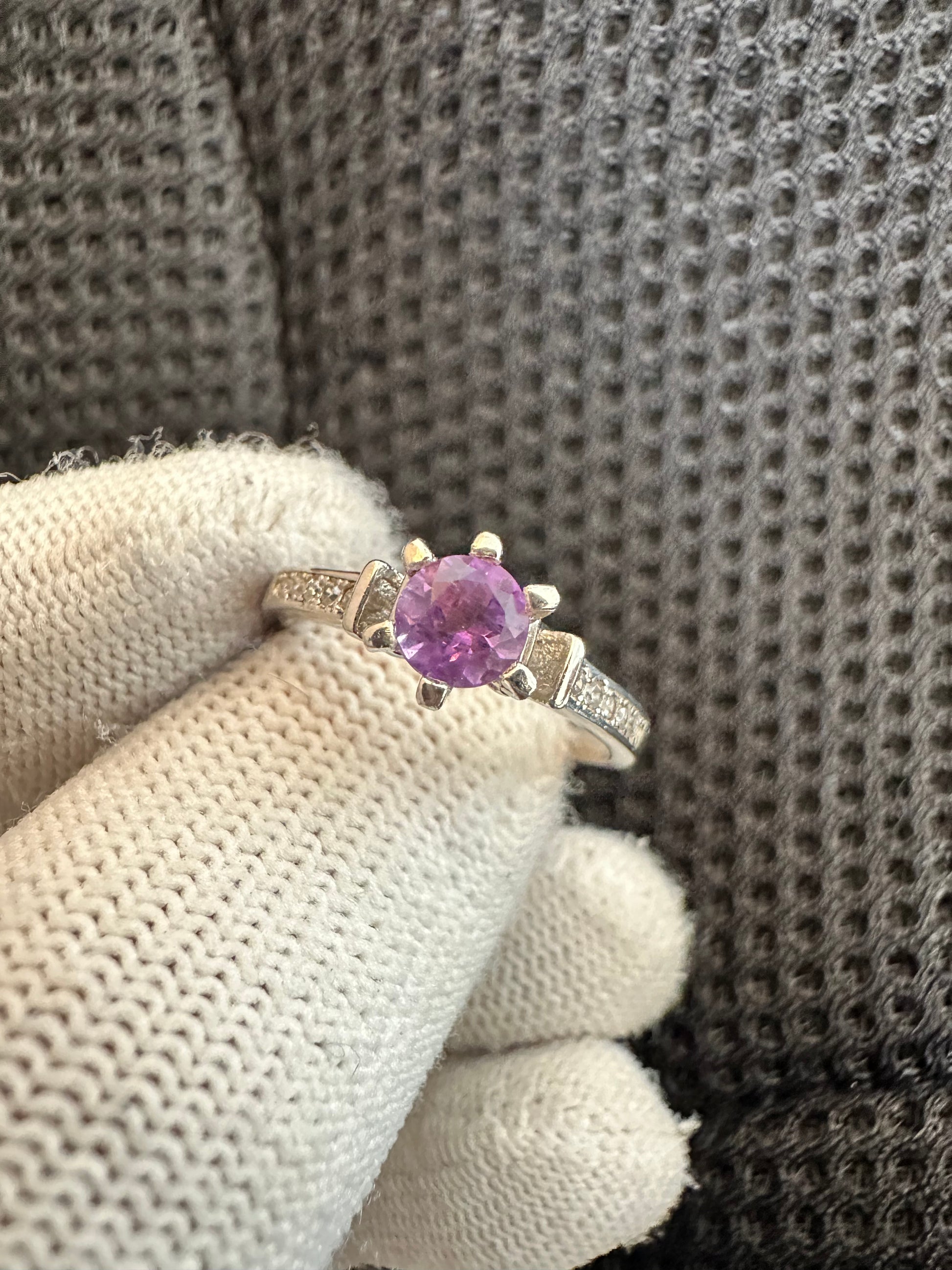 925 Silver Ring Featuring Radiant Amethyst February's Birthstone