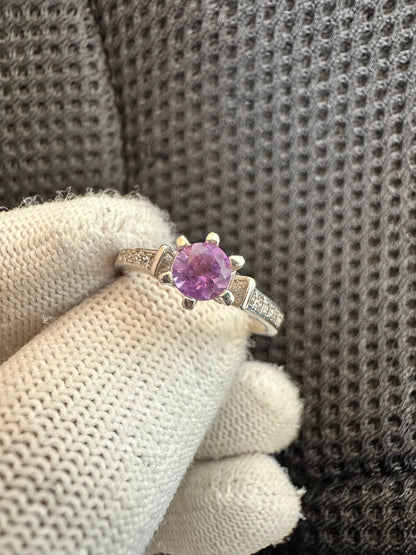 925 Silver Ring Featuring Radiant Amethyst February's Birthstone