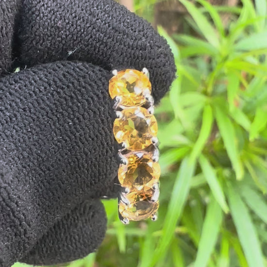 Shop this Half Eternity Citrine Ring for Women in S925 silver – November birthstone jewellery, elegant gift for her on birthdays, anniversaries & special occasions.